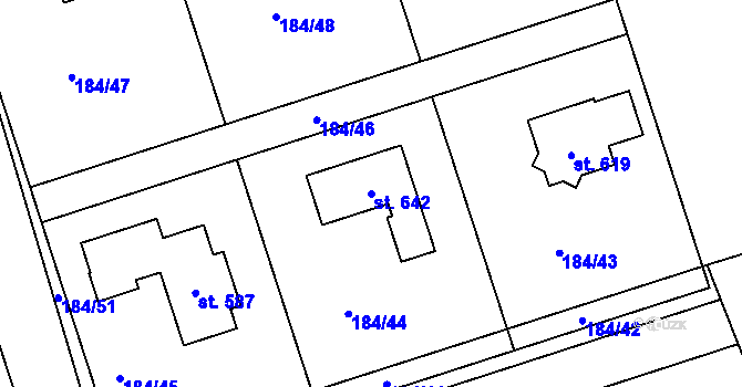 Parcela st. 642 v KÚ Dolní Libchavy, Katastrální mapa