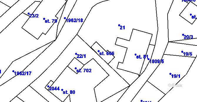 Parcela st. 666 v KÚ Dolní Libchavy, Katastrální mapa