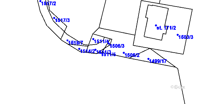 Parcela st. 1511/5 v KÚ Dolní Libchavy, Katastrální mapa