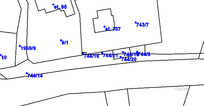 Parcela st. 744/21 v KÚ Dolní Libchavy, Katastrální mapa