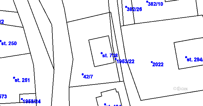 Parcela st. 738 v KÚ Dolní Libchavy, Katastrální mapa