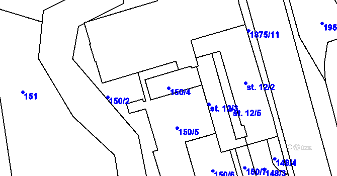 Parcela st. 150/4 v KÚ Dolní Libchavy, Katastrální mapa