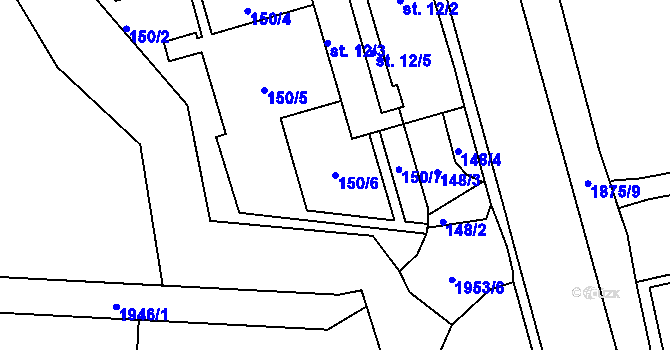 Parcela st. 150/6 v KÚ Dolní Libchavy, Katastrální mapa
