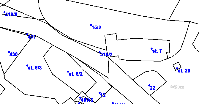 Parcela st. 419/2 v KÚ Bojanov u Dolní Libochové, Katastrální mapa