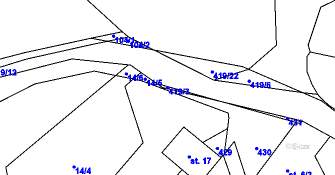 Parcela st. 419/3 v KÚ Bojanov u Dolní Libochové, Katastrální mapa