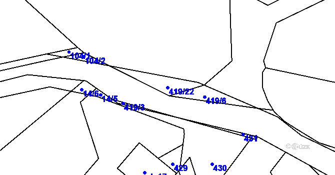 Parcela st. 419/22 v KÚ Bojanov u Dolní Libochové, Katastrální mapa