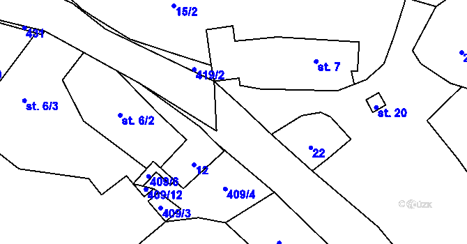 Parcela st. 419/26 v KÚ Bojanov u Dolní Libochové, Katastrální mapa