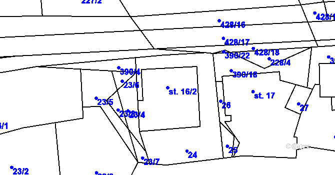 Parcela st. 16/2 v KÚ Dolní Libochová, Katastrální mapa