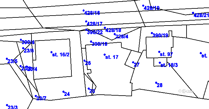 Parcela st. 17 v KÚ Dolní Libochová, Katastrální mapa