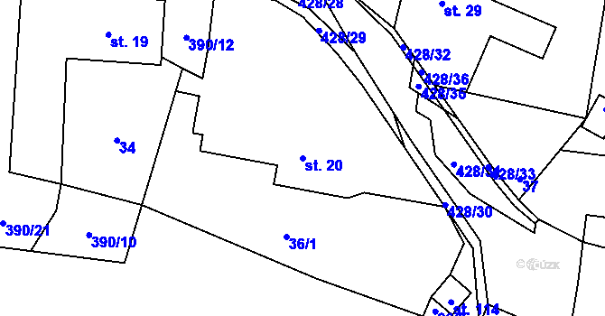 Parcela st. 20 v KÚ Dolní Libochová, Katastrální mapa
