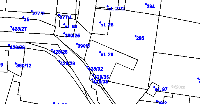 Parcela st. 29 v KÚ Dolní Libochová, Katastrální mapa