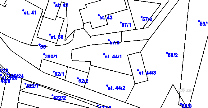 Parcela st. 44/1 v KÚ Dolní Libochová, Katastrální mapa