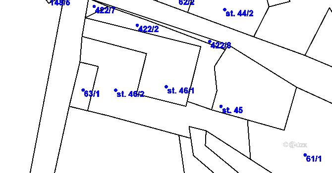 Parcela st. 46/1 v KÚ Dolní Libochová, Katastrální mapa