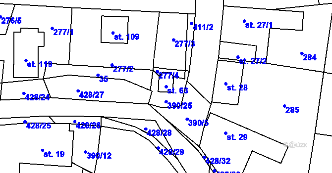 Parcela st. 63 v KÚ Dolní Libochová, Katastrální mapa