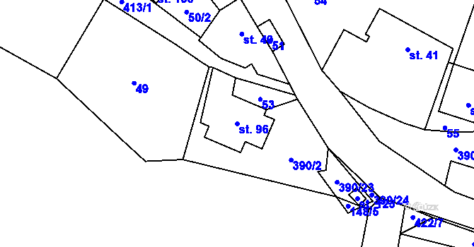 Parcela st. 96 v KÚ Dolní Libochová, Katastrální mapa