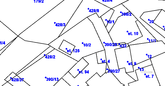 Parcela st. 10/2 v KÚ Dolní Libochová, Katastrální mapa