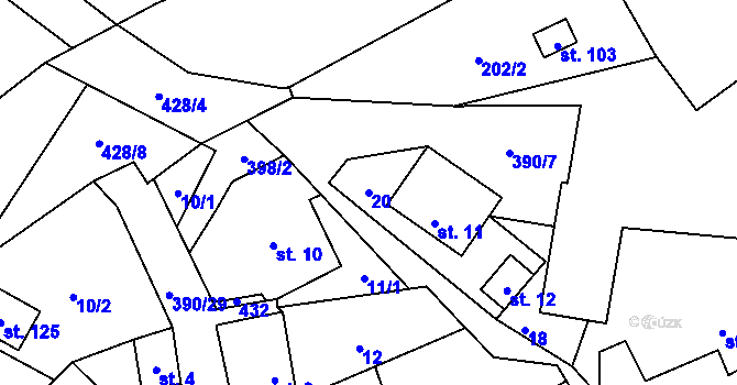 Parcela st. 20 v KÚ Dolní Libochová, Katastrální mapa
