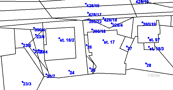 Parcela st. 26 v KÚ Dolní Libochová, Katastrální mapa