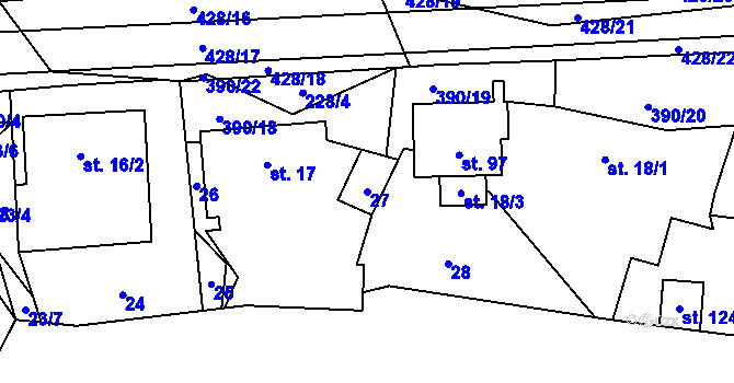 Parcela st. 27 v KÚ Dolní Libochová, Katastrální mapa