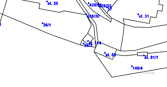 Parcela st. 36/3 v KÚ Dolní Libochová, Katastrální mapa