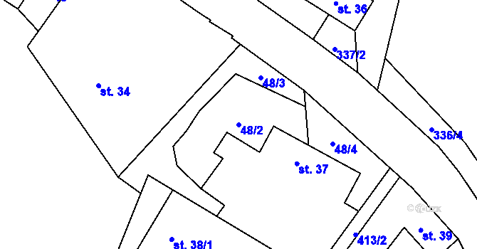 Parcela st. 48/2 v KÚ Dolní Libochová, Katastrální mapa