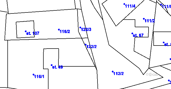 Parcela st. 122/2 v KÚ Dolní Libochová, Katastrální mapa