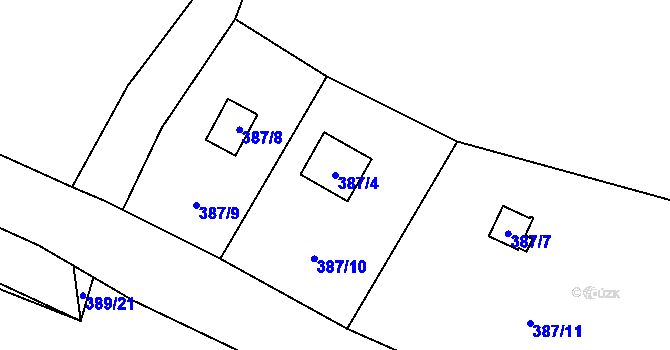 Parcela st. 387/4 v KÚ Dolní Libochová, Katastrální mapa
