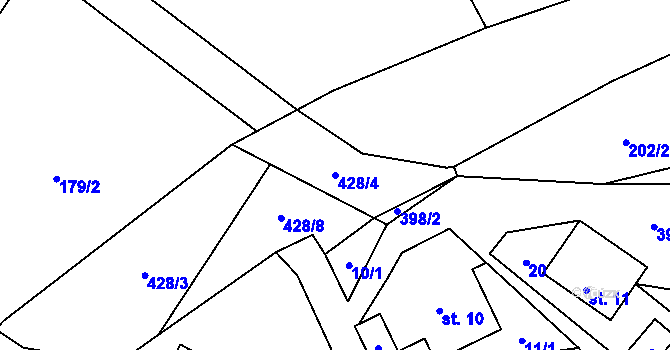 Parcela st. 428/4 v KÚ Dolní Libochová, Katastrální mapa