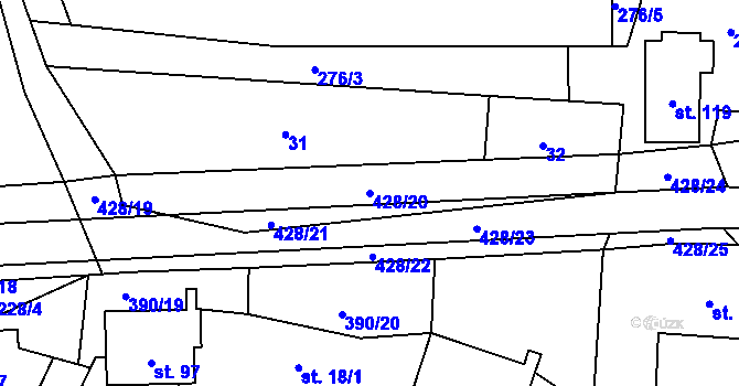 Parcela st. 428/20 v KÚ Dolní Libochová, Katastrální mapa
