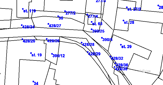 Parcela st. 428/28 v KÚ Dolní Libochová, Katastrální mapa