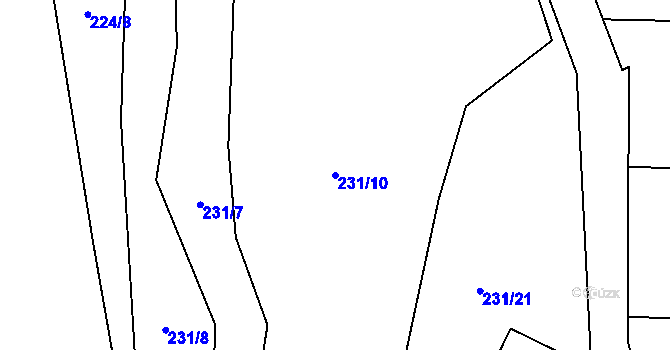 Parcela st. 231/10 v KÚ Dolní Libochová, Katastrální mapa