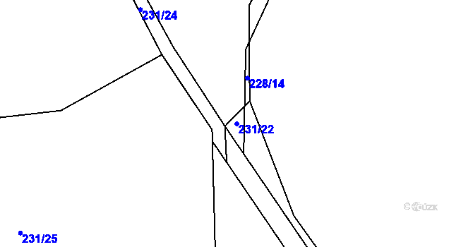 Parcela st. 231/22 v KÚ Dolní Libochová, Katastrální mapa