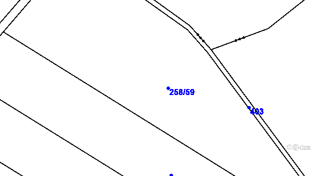 Parcela st. 258/59 v KÚ Dolní Libochová, Katastrální mapa