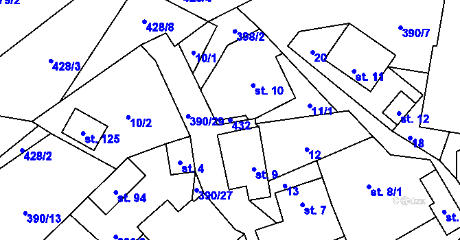 Parcela st. 432 v KÚ Dolní Libochová, Katastrální mapa