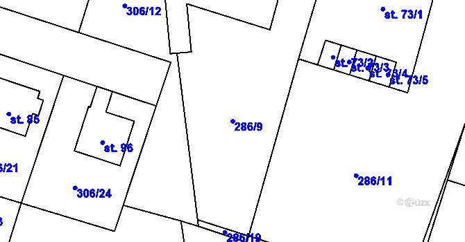 Parcela st. 286/9 v KÚ Dolní Lipka, Katastrální mapa