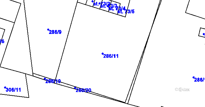 Parcela st. 286/11 v KÚ Dolní Lipka, Katastrální mapa