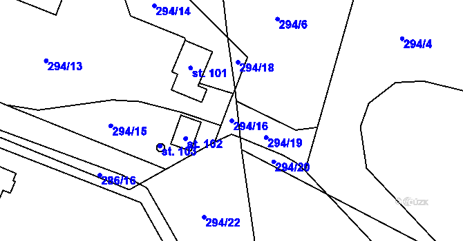 Parcela st. 294/16 v KÚ Dolní Lipka, Katastrální mapa