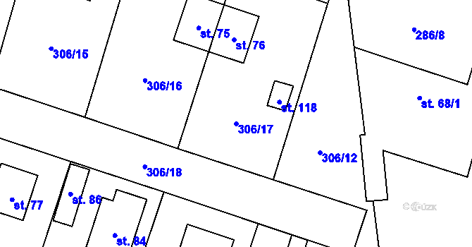 Parcela st. 306/17 v KÚ Dolní Lipka, Katastrální mapa