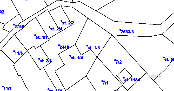 Parcela st. 1/5 v KÚ Dolní Lomná, Katastrální mapa