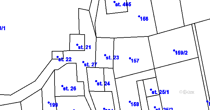 Parcela st. 23 v KÚ Dolní Lomná, Katastrální mapa