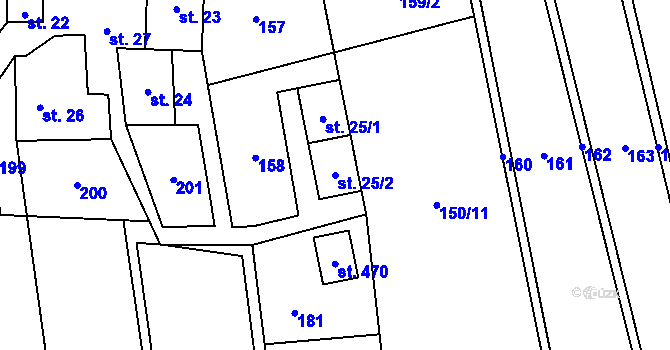 Parcela st. 25/2 v KÚ Dolní Lomná, Katastrální mapa
