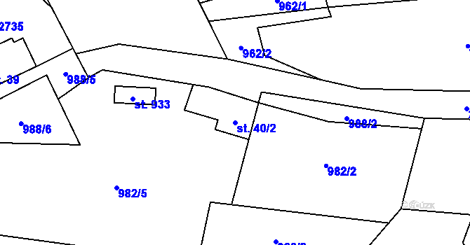 Parcela st. 40/2 v KÚ Dolní Lomná, Katastrální mapa