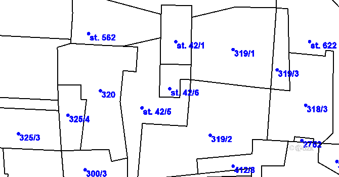 Parcela st. 42/6 v KÚ Dolní Lomná, Katastrální mapa