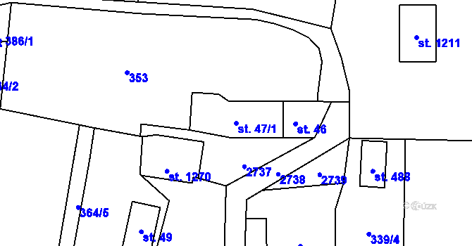 Parcela st. 47/1 v KÚ Dolní Lomná, Katastrální mapa