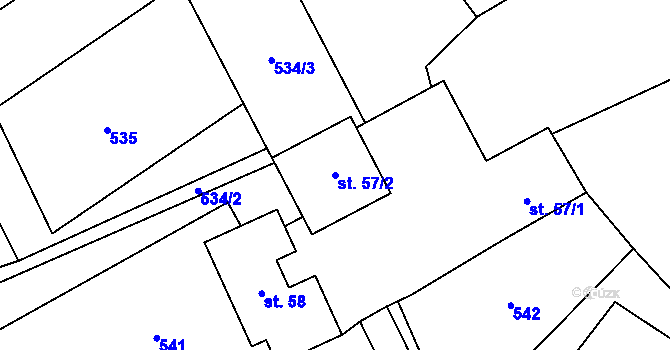 Parcela st. 57/2 v KÚ Dolní Lomná, Katastrální mapa