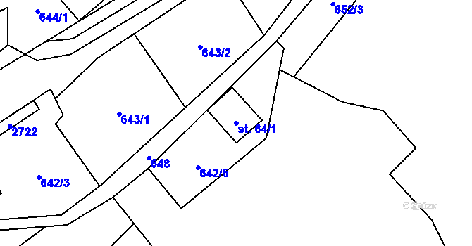 Parcela st. 64/1 v KÚ Dolní Lomná, Katastrální mapa