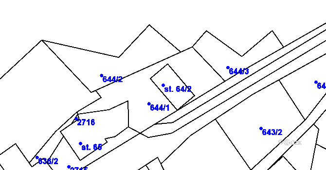 Parcela st. 64/2 v KÚ Dolní Lomná, Katastrální mapa