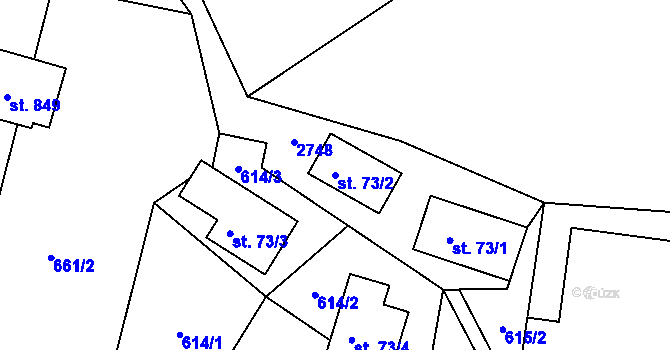 Parcela st. 73/2 v KÚ Dolní Lomná, Katastrální mapa