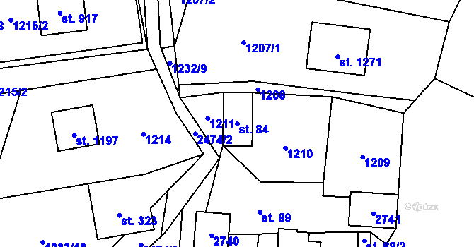 Parcela st. 84 v KÚ Dolní Lomná, Katastrální mapa