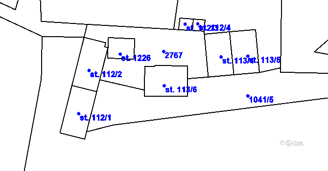 Parcela st. 113/6 v KÚ Dolní Lomná, Katastrální mapa